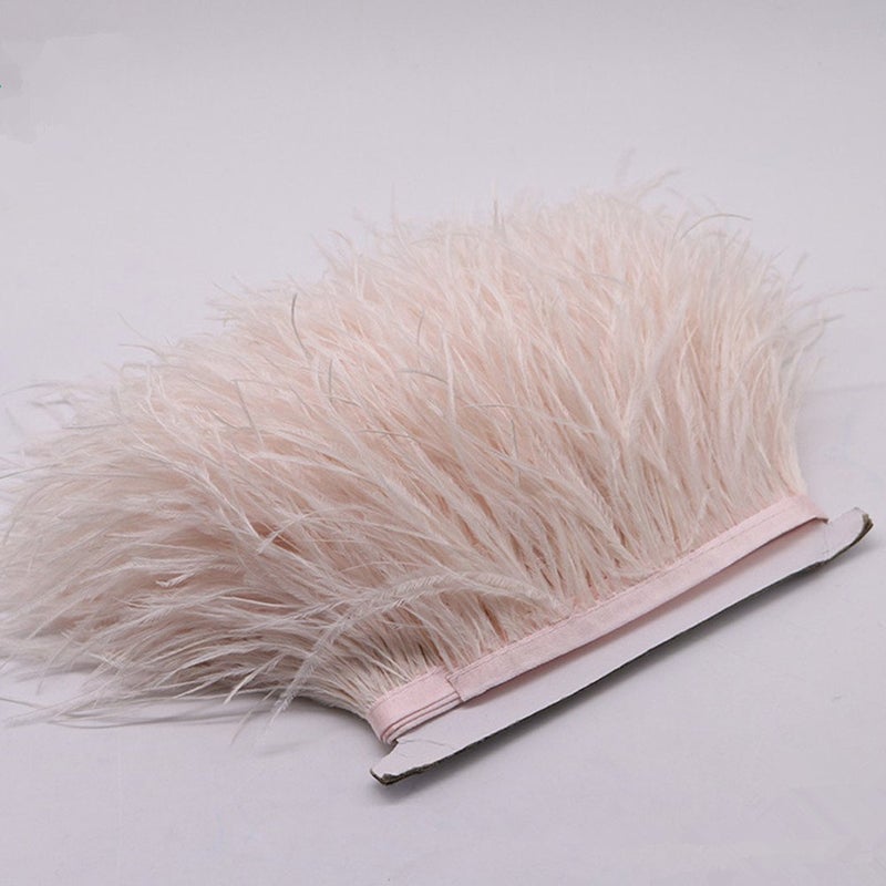 YEQIN 2 Yards Natural & Soft Ostrich Feathers Fringe Trims Ribbon - Used for Dress, Sewing Decoration, Craft Clothing, Boots, Wedding Decoration, DIY, Etc (beige) - Image 2